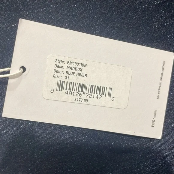 NWT‎ EDWIN Maddox Slim Fit Jeans in Blue River Sz 31